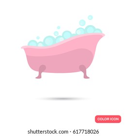 Bath with foam color flat icon for web and mobile design