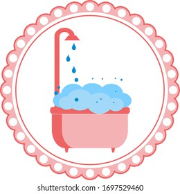 Bath with foam colorful icon