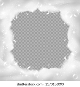 Bath foam frame with shampoo bubbles, isolated on transparent background.