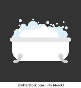 Bath with foam isolated. Bathroom. Vector illustration

