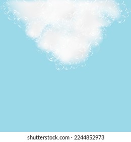 Bath foam isolated on blue background. Shampoo bubbles texture.Sparkling shampoo and bath lather vector illustration.