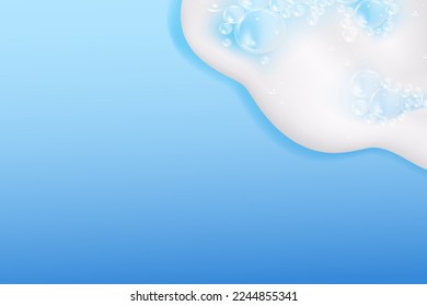 Bath foam isolated on a blue background. Shampoo bubbles texture.Shampoo and bath lather vector illustration.