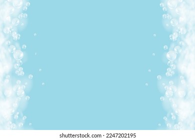 Bath   foam isolated on a blue background. Shampoo bubbles texture.Shampoo and bath lather vector illustration.