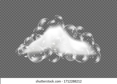 Bath foam isolated on transparent background. Shampoo bubbles texture.Sparkling shampoo and bath lather vector illustration.