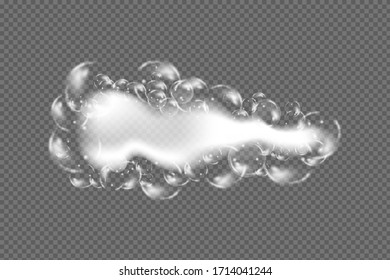 Bath foam isolated on transparent background. Shampoo bubbles texture.Sparkling shampoo and bath lather vector illustration.