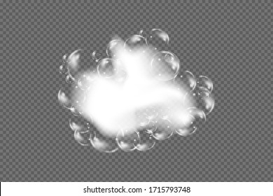 Bath foam isolated on transparent background. Shampoo bubbles texture.Sparkling shampoo and bath lather vector illustration.