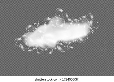 Bath foam isolated on transparent background. Shampoo bubbles texture.Sparkling shampoo and bath lather vector illustration.