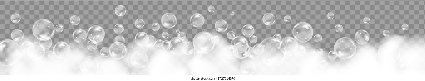 Bath Schaumstoff isoliert auf transparentem Hintergrund. Shampoo Blasen Textur.Sparkling Shampoo und Bad späteren Vektor Illustration.