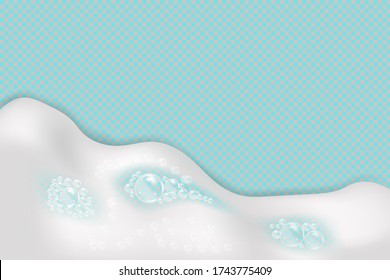 Bath foam isolated on transparent background. Shampoo bubbles texture.Sparkling shampoo and bath lather vector illustration.