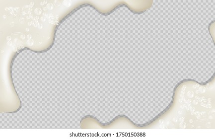 Bath foam isolated on transparent background. Shampoo bubbles texture.Sparkling shampoo and bath lather vector illustration.
