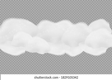 Bath foam isolated on transparent background. Shampoo bubbles texture.Sparkling shampoo and bath lather vector illustration.