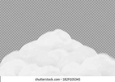 Bath foam isolated on transparent background. Shampoo bubbles texture.Sparkling shampoo and bath lather vector illustration.