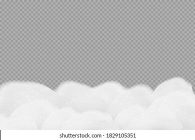 Bath foam isolated on transparent background. Shampoo bubbles texture.Sparkling shampoo and bath lather vector illustration.