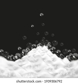 Bath foam isolated on transparent background. Shampoo bubbles texture.Sparkling shampoo and bath lather vector illustration.