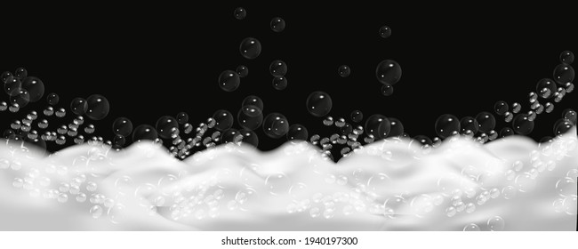 Bath foam isolated on transparent background. Shampoo bubbles texture.Sparkling shampoo and bath lather vector illustration.