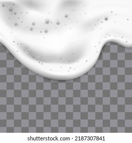 Bath foam isolated on transparent background. Shampoo bubbles texture.Sparkling shampoo and bath lather vector illustration.