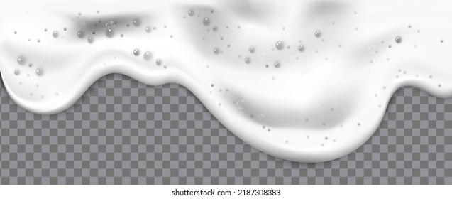 Bath foam isolated on transparent background. Shampoo bubbles texture.Sparkling shampoo and bath lather vector illustration.