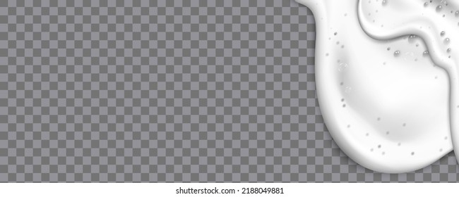 Espuma de baño aislada sobre fondo transparente. La textura de burbujas de champú.Champú espumoso e ilustración vectorial de la bañera.
