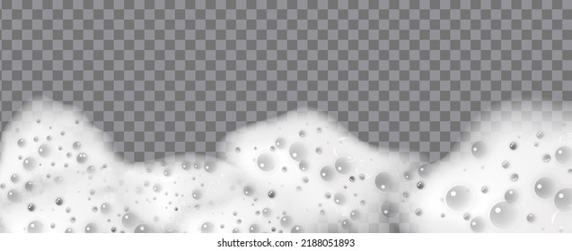 Bath foam isolated on transparent background. Shampoo bubbles texture.Flowing shampoo and bath lather vector illustration.