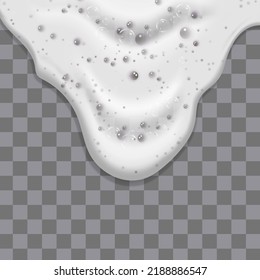 Bath foam isolated on transparent background. Shampoo bubbles texture.Sparkling shampoo and bath lather vector illustration.