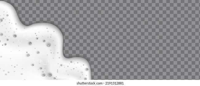 Espuma de baño aislada sobre fondo transparente. La textura de burbujas de champú.Champú espumoso e ilustración vectorial de la bañera.