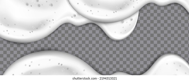 Badeschaum einzeln auf transparentem Hintergrund. Shampoo Bläschen Textur.Sparkling Shampoo und Bad andere Vektorgrafik.