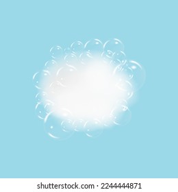 Bath foam isolated on transparent background. Shampoo bubbles texture.Sparkling shampoo and bath lather vector illustration.