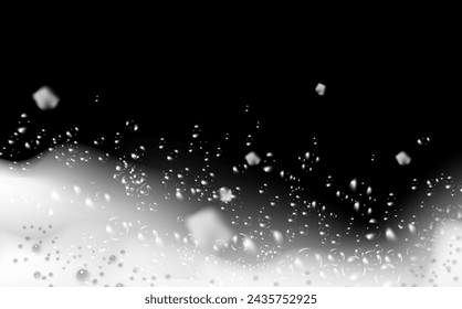 Bath foam isolated on transparent background. Shampoo bubbles texture.Sparkling shampoo and bath lather vector illustration.