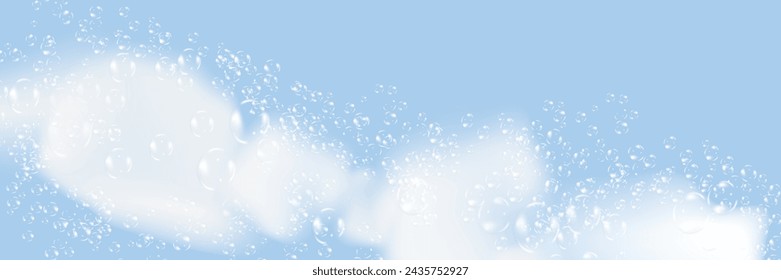 Bath foam isolated on transparent background. Shampoo bubbles texture.Sparkling shampoo and bath lather vector illustration.