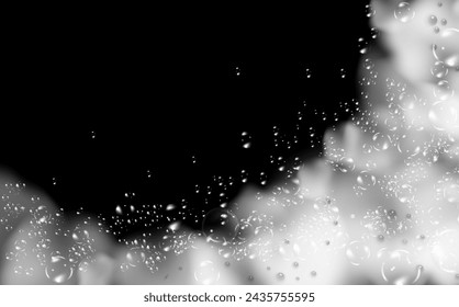 Bath foam isolated on transparent background. Shampoo bubbles texture.Sparkling shampoo and bath lather vector illustration.