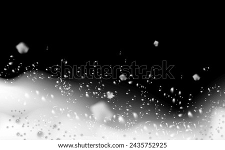Bath foam isolated on transparent background. Shampoo bubbles texture.Sparkling shampoo and bath lather vector illustration.