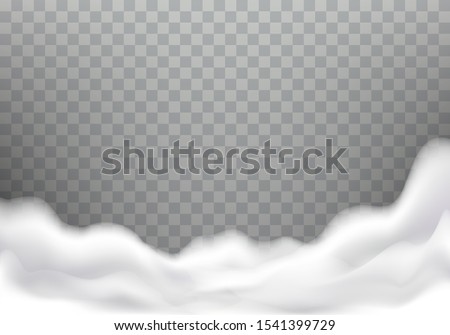 Bath foam realistic vector illustration on transparent background. White soap suds, shampoo foaming detergent texture, frame or border for design
