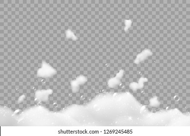 Bath foam with shampoo bubbles, isolated on transparent background.