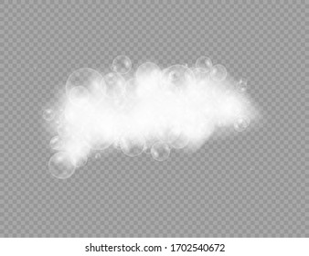 Bath foam with shampoo bubbles isolated on a transparent background. Vector shave, foam mousse with bubbles top view template for your advertising design.
