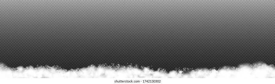 Bath foam with shampoo bubbles isolated on a transparent background. Vector shave, foam mousse with bubbles top view template for your advertising design.