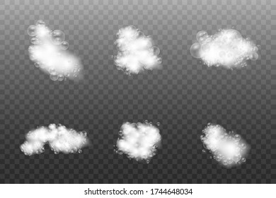 Bath foam with shampoo bubbles isolated on a transparent background. Vector shave, foam mousse with bubbles top view template for your advertising design.