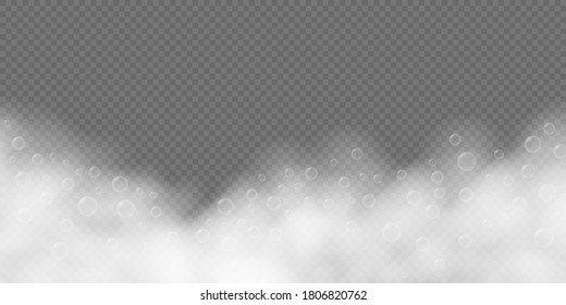 Bath foam with shampoo bubbles, isolated on transparent background