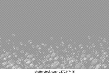 Bath foam with shampoo bubbles isolated on a transparent background. Vector shave, foam mousse with bubbles top view template for your advertising design.