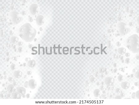 Bath foam with shampoo bubbles isolated on a transparent background. Vector shave, foam mousse with bubbles top view template for your advertising design. Foto stock © 