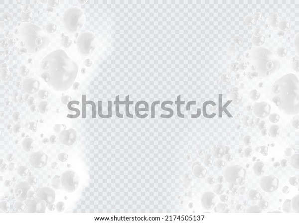 Bath foam with shampoo bubbles\
isolated on a transparent background. Vector shave, foam mousse\
with bubbles top view template for your advertising\
design.