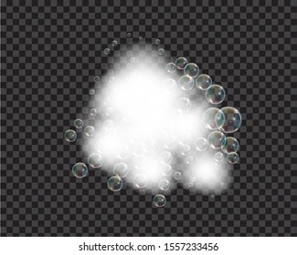 Bath foam soap with bubbles isolated vector illustration on transparent background. Shampoo and soap foam lather vector illustration