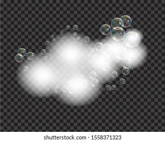 Bath foam soap with bubbles isolated vector illustration on transparent background. Shampoo and soap foam lather vector illustration