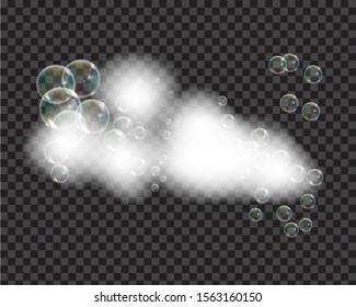 Bath foam soap with bubbles isolated vector illustration on transparent background. Shampoo and soap foam lather vector illustration