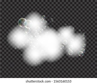 Bath foam soap with bubbles isolated vector illustration on transparent background. Shampoo and soap foam lather vector illustration