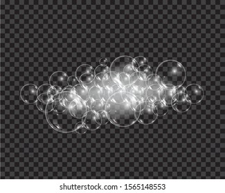 Bath foam soap with bubbles isolated vector illustration on transparent background. Shampoo and soap foam lather vector illustration