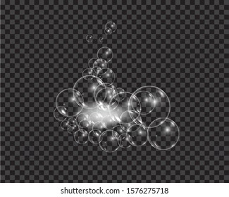 Bath foam soap with bubbles isolated vector illustration on transparent background. Shampoo and soap foam lather vector illustration