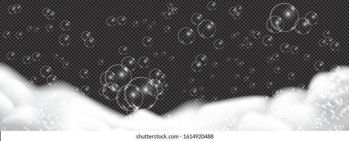 Bath foam soap with bubbles isolated vector illustration on transparent background. Shampoo and soap foam lather vector illustration