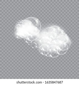 Bath foam soap with bubbles isolated vector illustration on transparent background. Shampoo and soap foam lather vector illustration