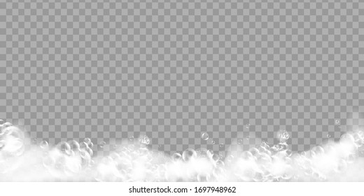 Bath foam soap with bubbles isolated on transparent background. shampoo and foam bubble from soap or shampoo washing. vector illustration.