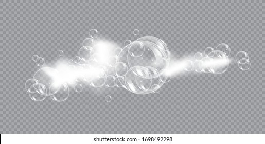 Bath foam soap with bubbles isolated vector illustration on transparent background. Shampoo and soap foam lather vector illustration